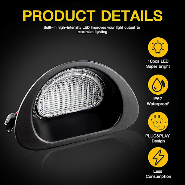 2 st vita LED-bilskyltlampor för Citroen C1 2005-13 för Peugeot 107 2005-14 Auto LED-skyltbelysning Bilstyling