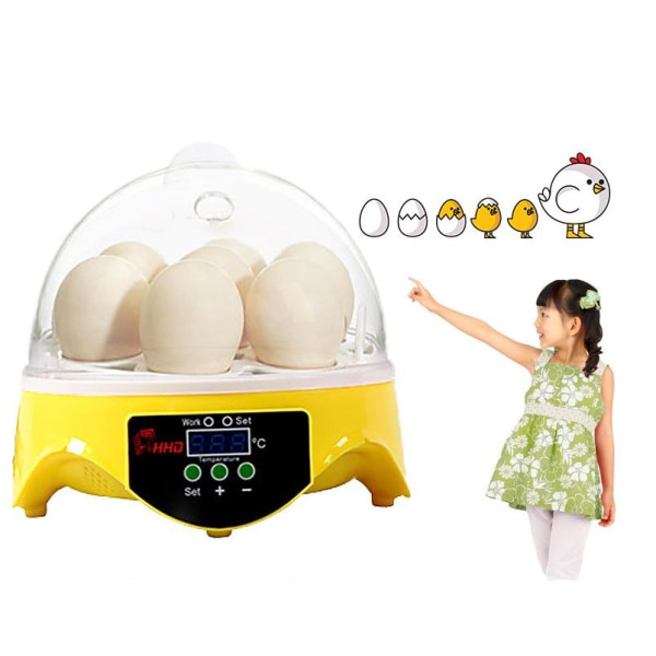 Halvautomatisk temperaturkontrollerad inkubator för kycklingar, 7 ägg, inkubator för kycklingutrustning, kläckare för fågelkycklingar - EU