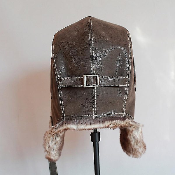 Talvihattu Miehille ja Naisille - Lentäjän Aviator Bomber Trapper Hat - Tekoturkisnahkainen Lumikorkki Korvasuojuksilla