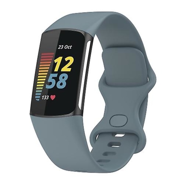 För Fitbit Charge 5 Silicone Watch Band Steel Blue L