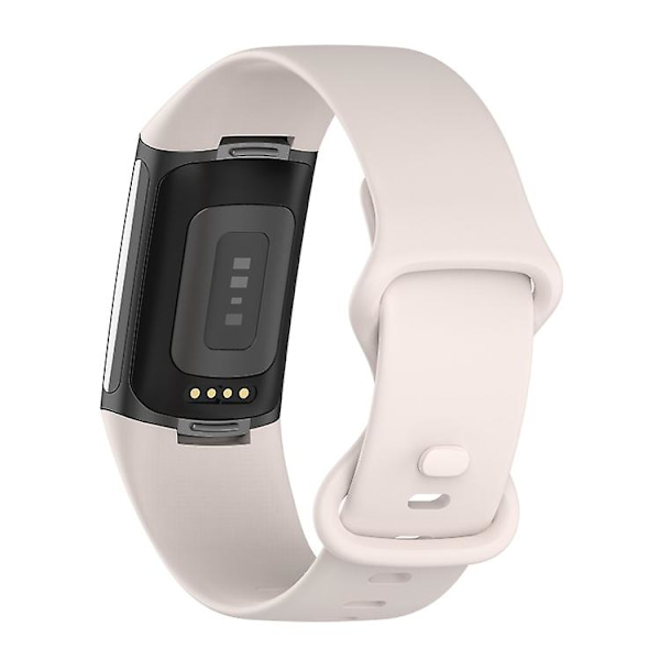 Til Fitbit Charge 5 silikone urrem Moon White L