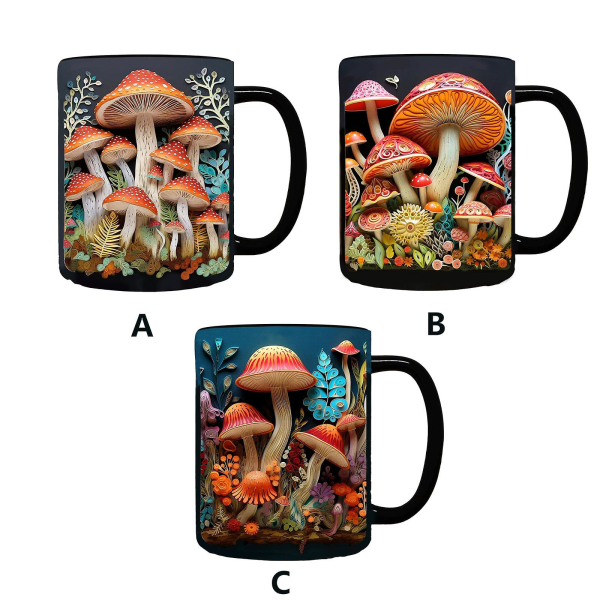 2024 Uusi Magic Mushrooms Muki Keraaminen kahvimuki Teekuppi 3D Magic Mushrooms Mukeilla