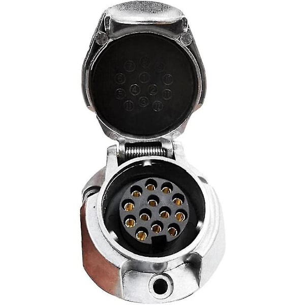 12v 13-polig husvagnskontakt kopplingar metall släpvagnsuttag båtsläp reservdelar (färg: silver) (1 st)