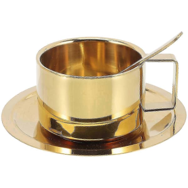1 set Kaffemugg Rostfritt Stål Kaffemugg Kopp Sked Fat Kontorskopp