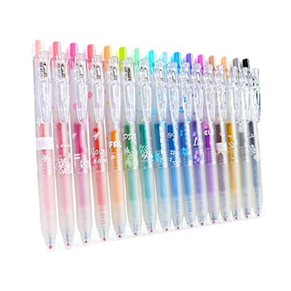 Glitter Gel Ink Pen 16 eri väriä sisäänvedettävä set 0,7 mm hienokärkinen värillinen päiväkirjakynä