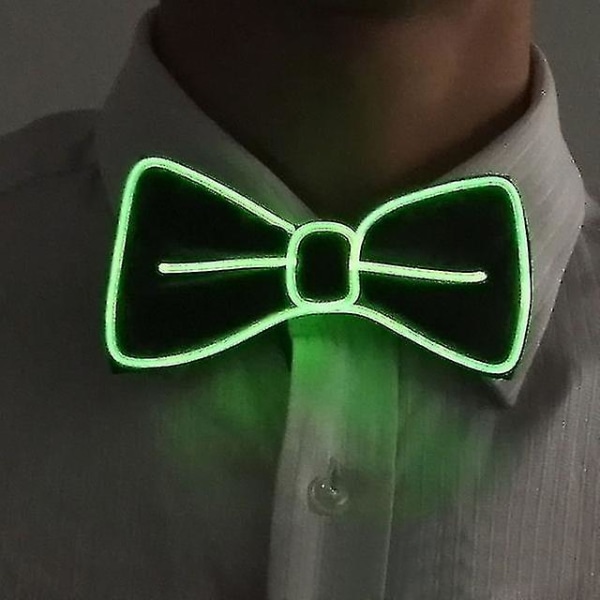 Led menn sløyfe slips lysende blinkende til julaften festdekorasjon Green
