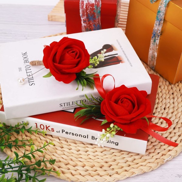 Rannekorsaatit häihin, kukka rannekeetti Set hääruusu morsian rannekorsaa  kukkia juhliin (punainen) 32b8 | Fyndiq