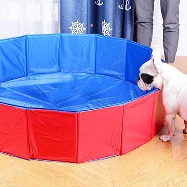 Sammenklappelig hundepool – Bærbar pool til børn, badekar, udendørs pool til små og store hunde, rød