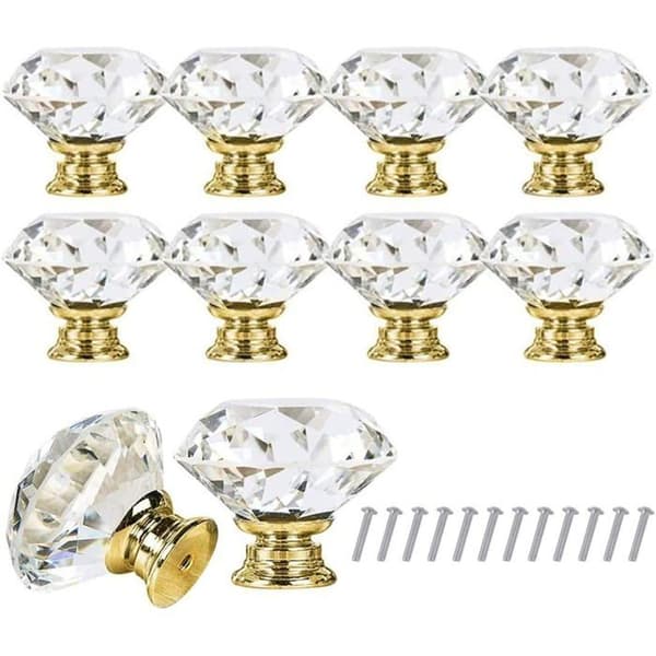 Kristalllådknopp - AIMOONSA - Diameter 30 mm - 10-pack - Gul