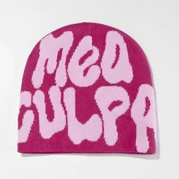 Dame Grafik Hue Skull Hat MEA Culpa Y2K Strikket Hue Varm Vinterhue dark blue