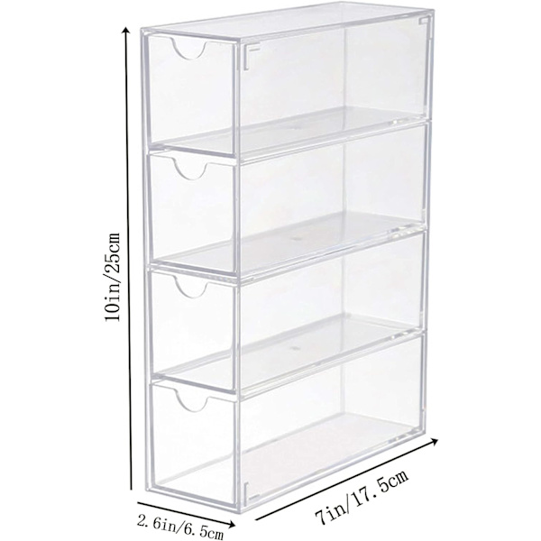 Kaffe Kapselholder Akrylboks med 4 Skuffer, Kjøkken Kaffe Pod Organizer Container Stasjon Klar Pantry Stable K Cup Holder Oppbevaringsboks