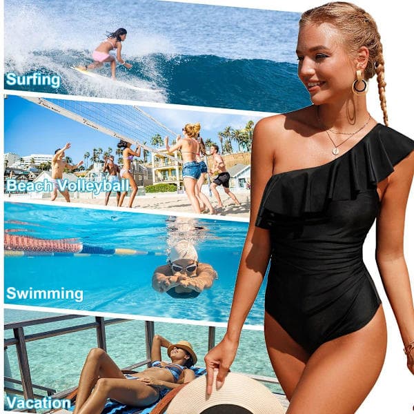 Dame flæse one-shoulder slankende badedragt L