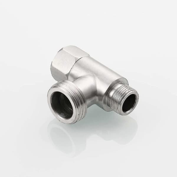 3-vejs 3/8\" og 1/2\" Adapter T-stykke - Rustfrit stål T-fitting, Børstet Nikkel