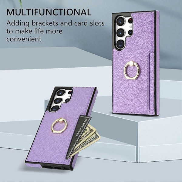 Samsung Galaxy S24 Ultra -puhelimen suojakotelo PU-nahkaa + TPU-rengaspidike Multicolor Style F