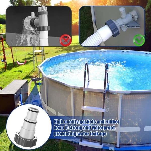 Poolslangeadapter til 32 mm og 38 mm diametre - Intex-kompatibel fitting - Indvendigt gevind - Universal pasform