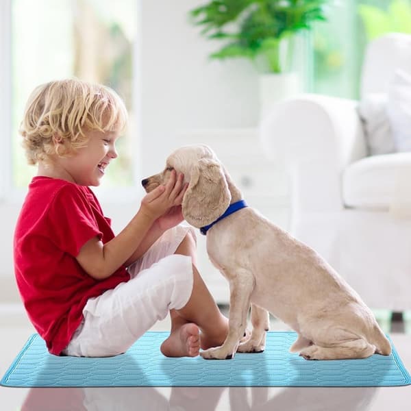 Kølemåtte til hunde og katte, Kølemåtte til kæledyr, Kølepude der køler, Kølemåtte til katte og små hunde - Selvkølende, Blå/Grå Blue 40*30CM