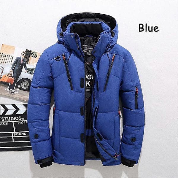 -30℃ Vinter Herr Anka Tjock Dunjacka Herr Snö Parkas Kappa Man Varm Vinter Dunjacka Ytterkläder blue M