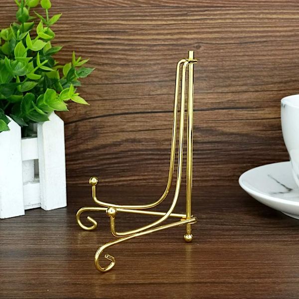 (2 pak) 5\" Jern Display Stativ, Guld Lille Jern Staffeli Plade Display Fotoholder Stativ, Viser kort, cookie, Dekorative Plader, Kunstværker