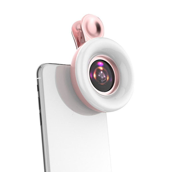Universaali matkapuhelimen 15x makro-objektiivin täyttövalo Selfie Led -rengaspidike Salamavalo Pink