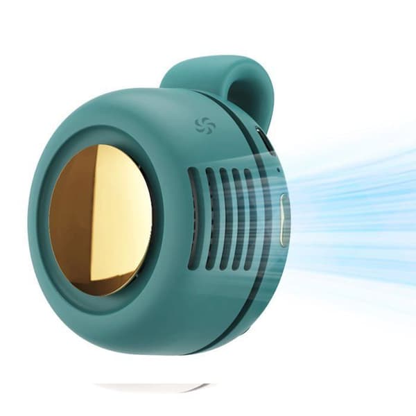 Mini bærbar ventilator - HANDEIU - USB genopladelig - 3 hastigheder - 360° drejelig klips - Grøn