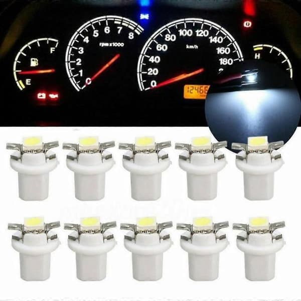 Förpackning med 10 T5 B8.5D 5050 1SMD LED-lampor för bilinstrumentbräda, 5 färger
