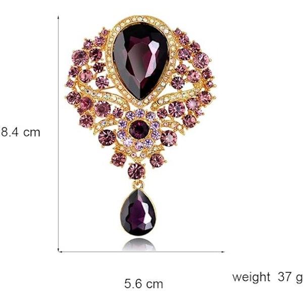 Rhinestone Blomster Broscher Til Kvinder Damer Bryllup Skinnende Dråbe Brosche Pins Vedhæng Smykker(Lilla)