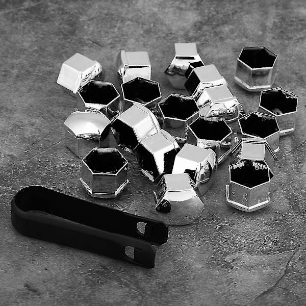 20 st 17 mm Silver Universal Bilhjul Navkapsel Hjulmutter Bult Skruvlock Skyddskåpa