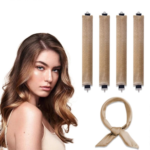 Varmefrit Hår Curlers til Langt Hår Natten Over Bølget Hår Curlers Blowout Stænger Varmefrit Krøller Krølle Hovedbøjle Ingen Varme Hår Ruller Kvinder Hår Waver Også Khaki