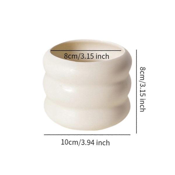 Keramisk Blomkruka Växtkruka med Dräneringshål Inomhusdekor 10x8cm Beige 10x8cm
