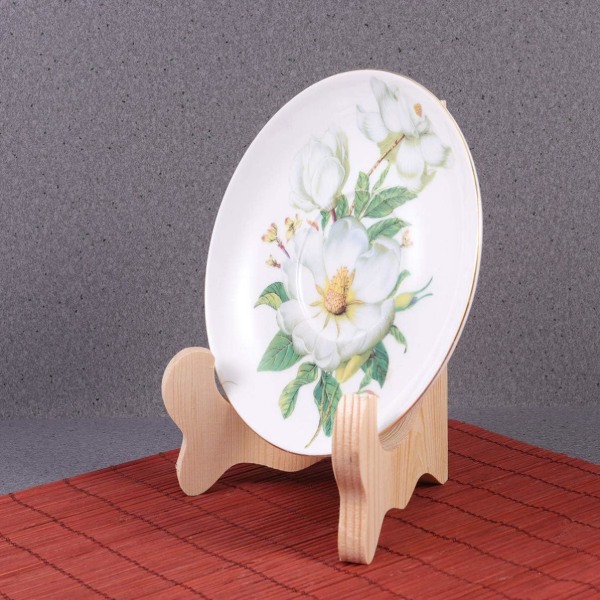 3 kpl puinen näyttöjalusta lautaspidike maalausteline Taittuva näyttölevyteline lautaskulhoille (mäntyväri)