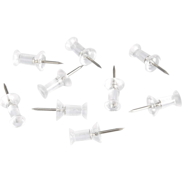 Push-neulat, kirkas muovipäinen, teräskärki, 100/200 kpl Clear 100Pcs