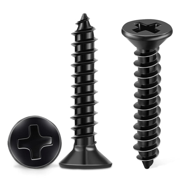 100 stk rustfrie stålskruer 18-8 A2 senkhode Ph 4 X 20 mm svarte selvskruende skruer rustfritt svart oksid DIY treskrue M4