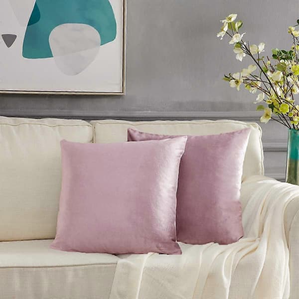 Sammet Kuddfodral 45 x 45 cm Dekorativa Prydnadskuddar för Soffa Sovrum Vardagsrum 2-pack Blush Pink 20x20 Inches