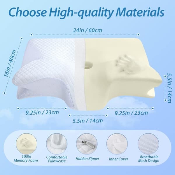 Ortopedisk Nackkudde Memory Foam Sovkudde för Nack- och Ryggsmärta Grå gray