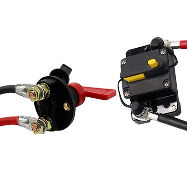 Batterikabelsæt med terminaler, 3/8-tommer lugs (positive og negative) Kompatibel med motorcykel, bil, marine, sol, ATV, RV, plæneklipper, ilt