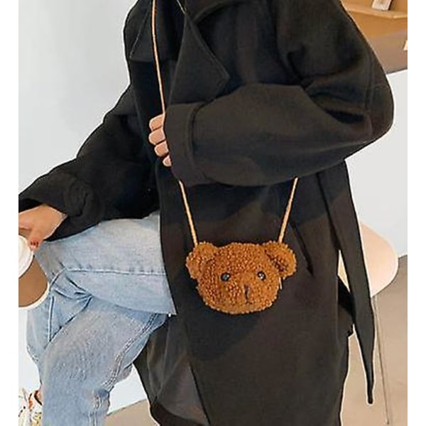 Söt Nallebjörn Plysch Axelväska För Barn Barn Cartoon Messenger Väskor Kawaii Plysch Handväskor Små Flickor Stoppade Djur Ryggsäck brown