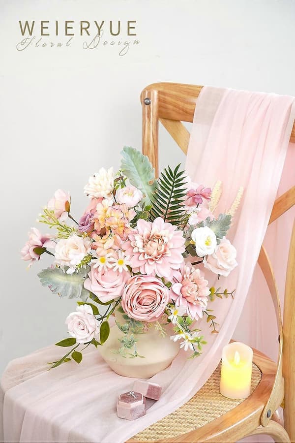 Pink Silkekunstige Blomster til Bryllup og Boligindretning