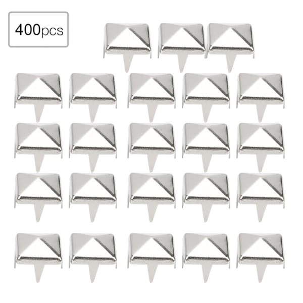 400 sæt 4MM-7MM DIY Læderhåndværk Spike Nitter Firkantede Spike Nitter Tasker Sko Bælte Tilbehør Sølv 4mm