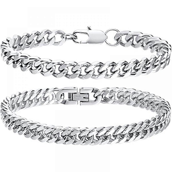 LN-2st Herr Personlig Kubansk Kedjearmband-Silver 21cm