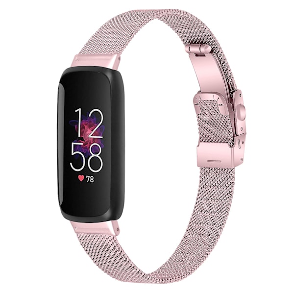 Fitbit Inspire 3 Remsortel i Rustfrit Stål Milanese Justerbar Urrem med Spænde - Guld Rose Pink