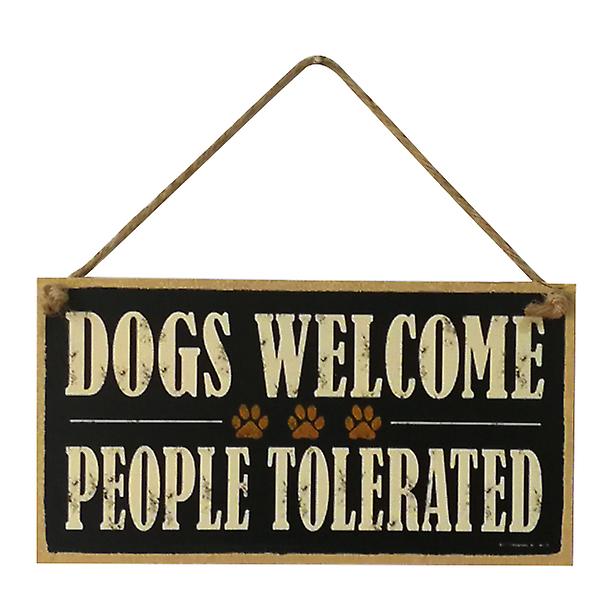 Hundar välkomna människor tolereras trä skylt gård dekorativ plakett hängande skylt styrelse