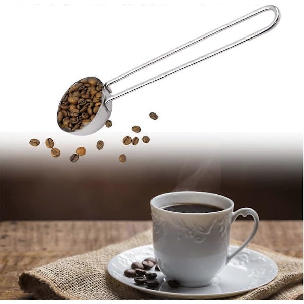 Kaffeskje Rustfritt Stål Måleskje Langt Håndtak med Krok Spiseskje for Kaffe Te Sukker Bønner (Stil Lang)