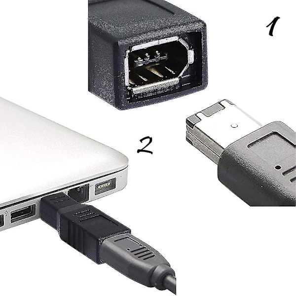 Firewire 1394 Type A 400 6-pin hunn til 1394 Type B 800 9-pin hann