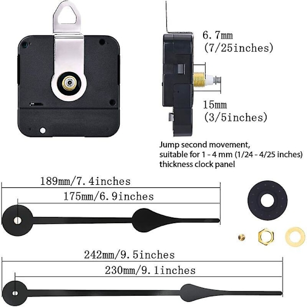 Klockmekanism med högt vridmoment för utbyte, med visare, passar urtavlor upp till 56 cm/22 tum i diameter
