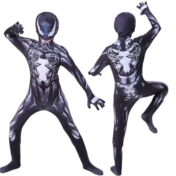 Venom-kostyme for barn, gutt, superhelt, heldress, Halloween, rollespill, maske L(130-140cm)