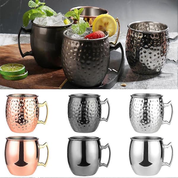 Moscow Mule Kopp Rustfritt Stål Vinkopp Cocktail Drikkekopp 530ml Silver