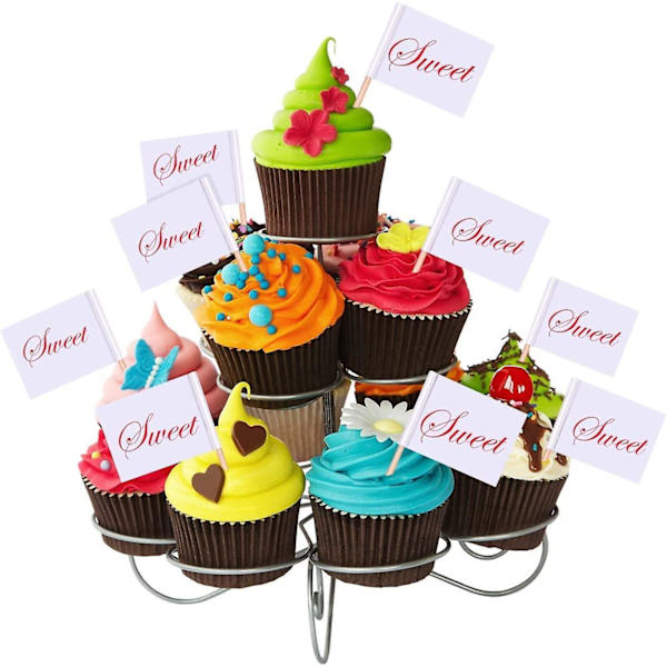 Crday-hammastulpun liput tyhjät, 100 kpl valkoiset lippumerkit pienet hammastikku-etiketit cupcake-lahja