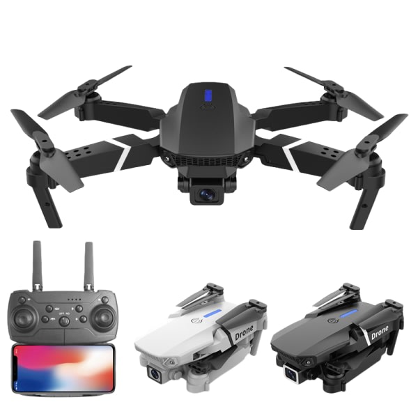 E88\E525 folde drone high definition luftfotohoved fast højde quadcopter fjernbetjeningsfly - Black 4K single camera single cell