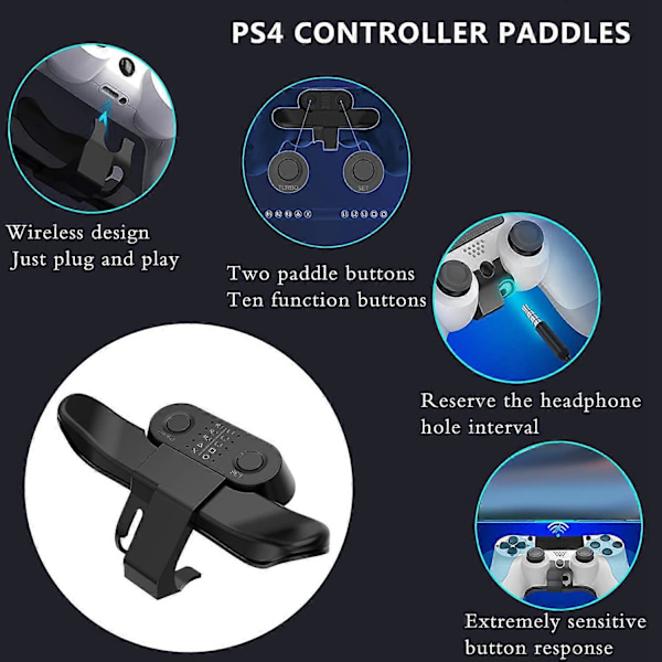 Erstatningspadler for PS4 Kontroller Bakknapptilbehør for Dualshock4 Gamepad Bakre Utvidelse