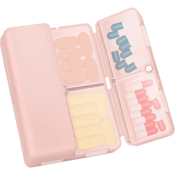 7 Day Pill Box Organizer, rejsepilleæske, [foldedesign][Large Capacity] Bærbar pilledispenserbeholder til vitaminer, pink